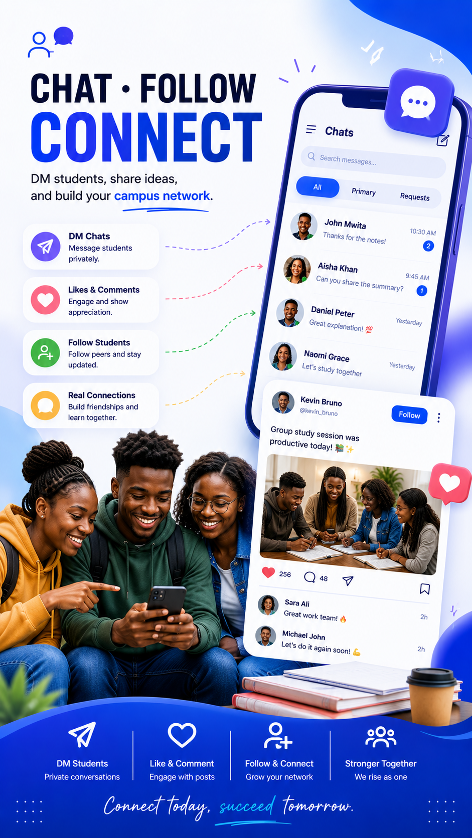 Chatting and networking features in the app